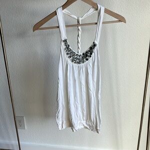 Express brandGemstone-Embellished Going Out Tank – Twisted Back & Versatile Fit